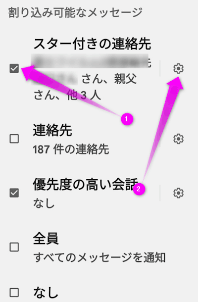 スター付きの連絡先